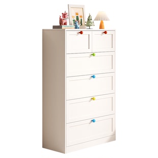 实木五斗柜现代简约家用储物柜收纳柜抽屉柜奶油风落地多层抽屉柜