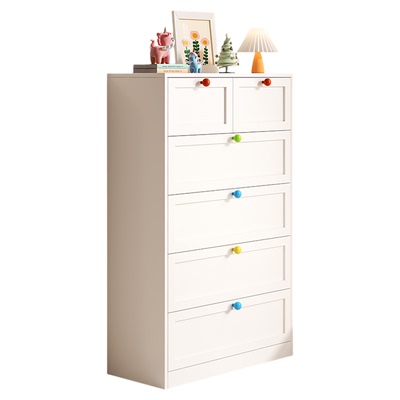 实木五斗柜现代简约家用储物柜收纳柜抽屉柜奶油风落地多层抽屉柜