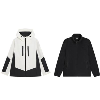 特步三合一冲锋衣男女同款防泼水外套冬季新款户外加厚两件套夹克