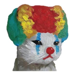 RETLPER反光贴纸 准时EMO的小丑猫 搞笑宠物表情包 汽摩防水贴纸