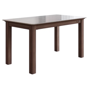 顾家家居实木黑胡桃木原木风餐桌新款轻奢高级感大理石小户型餐桌