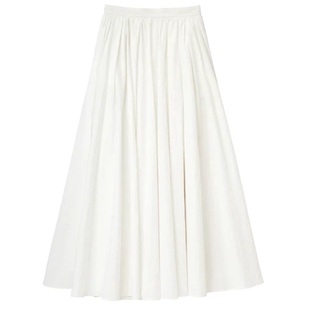 通勤气质款！纯圆~松本惠奈 C1ane 高腰显瘦白色大摆百褶半身伞裙