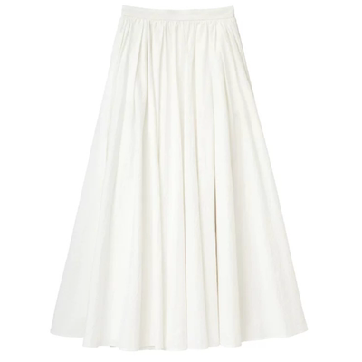 高腰显瘦白色大摆百褶半身伞裙