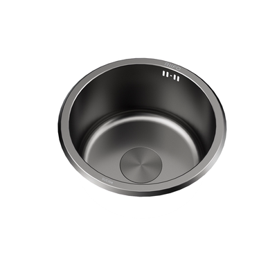 日丰厨房圆形水槽单槽台下盆304不锈钢转角水池小户型迷你洗菜盆