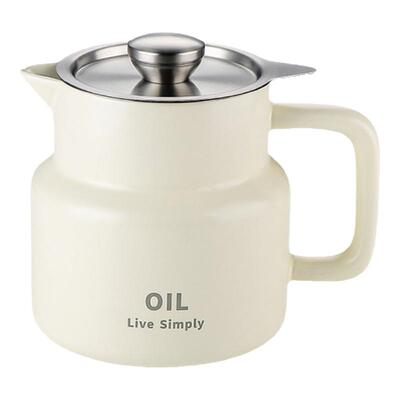 onlycook奶油风陶瓷滤油壶大容量