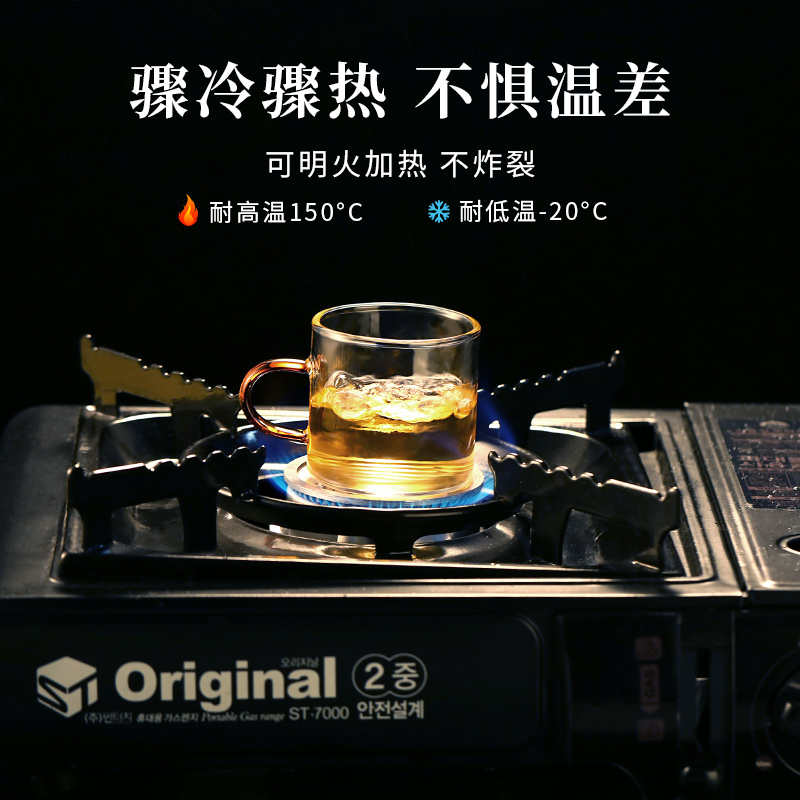 加厚耐热玻璃小茶杯品茗杯带把家用透明小杯子功夫茶.具套装茶碗