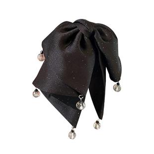 黑色蝴蝶结满天星吊珠抓夹女高级感后脑勺半扎发夹高马尾发卡头饰