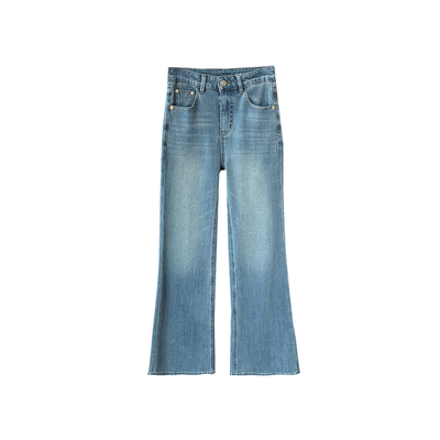 原生漫画腿！高腰弹力喇叭牛仔裤