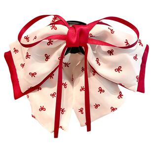 在逃公主~甜美小女孩公主头红色蝴蝶结发夹网红波点儿童盘发抓夹