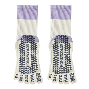 五指瑜伽袜子女秋冬专业防滑普拉提分趾袜训练运动专用健身长筒袜