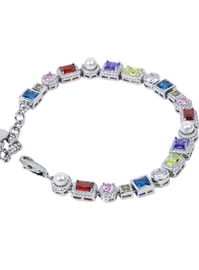 YUKI彩色宝石镶钻轻奢情侣手链