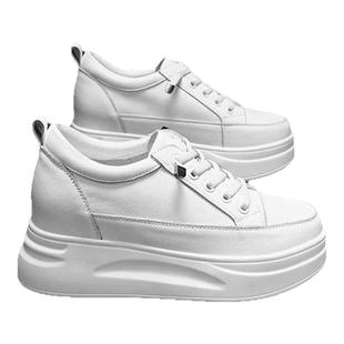 内增高小白鞋女2025新款春季真皮33码松糕鞋小个子百搭厚底女鞋