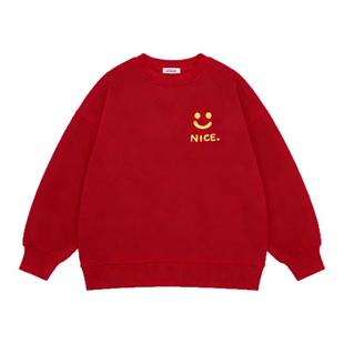 新年亲子装卫衣一家三口四口酒红色全家福家庭装马年聚会拍照衣服