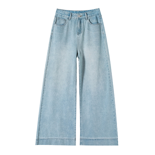 不贴腿微喇裤女小个子秋冬季加绒宽松显瘦145八分高腰阔腿牛仔裤s