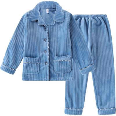 法兰绒秋冬款亲子睡衣加绒加厚