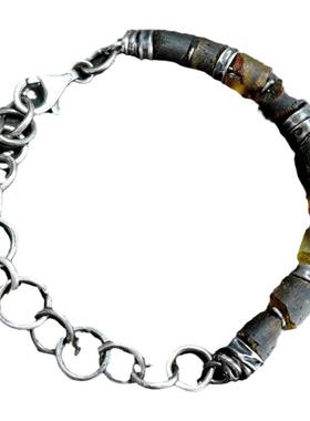 波罗的海琥珀银珠氧化纯银手链