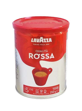 意大利进口LAVAZZA拉瓦萨Rossa罗萨红咖啡研磨粉250g罐装中度烘培