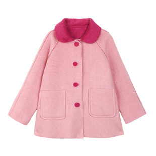 【千金喜乐】小O宝童装 宝宝红色毛呢大衣女中长款冬女童新年外套