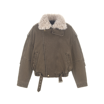 wanatry90白鸭绒毛领夹克外套