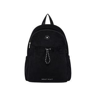 wackywilly徽章灯芯绒背包韩国2025新款可爱双肩包大容量柔软肩带