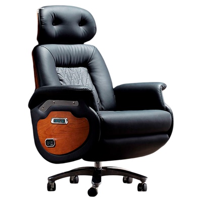 可躺老板椅真皮实木电脑椅