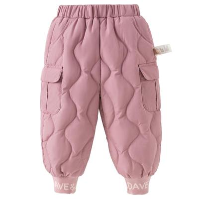 戴维贝拉男童白鸭绒羽绒裤女童防水裤子2025冬新款儿童A类束脚裤