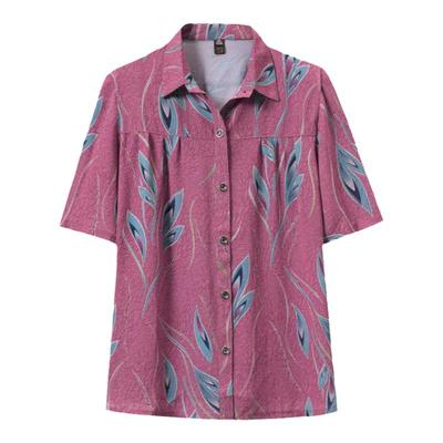 中老年女夏装200斤加肥加大衬衫