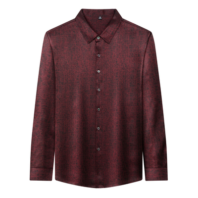 春竹世家男士长袖衬衫轻奢高级感纯真丝香云纱碎花绸缎桑蚕丝免烫