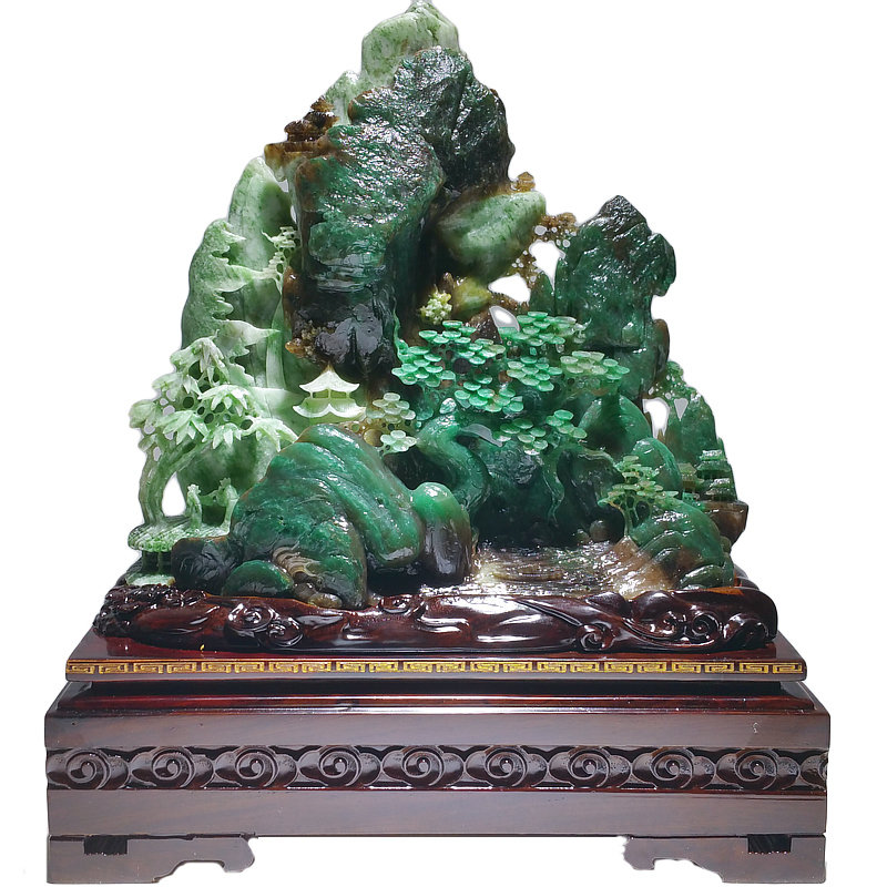 玉雕摆件独山玉石天蓝山子中式