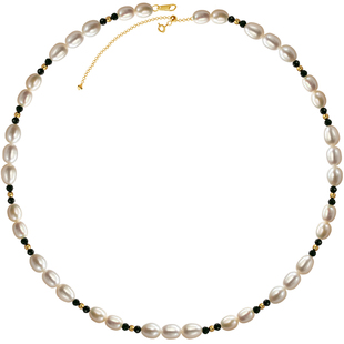 南珠宫日常休闲时尚 淡水珍珠项链绿砂石花式链 C-X042SD-J