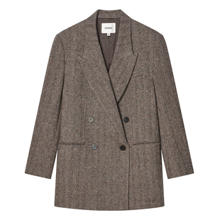 COVERINS【明星同款】2024年冬季新款宽肩廓形西装外套羊毛大衣女