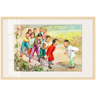 聿田一新中式客厅装饰画民族风童年玄关挂画书房卧室怀旧简约挂画