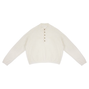 JUSTSHINE 简约基础款毛织中性风亨利领T恤职场轻休闲针织衫上衣