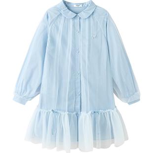 巴拉巴拉童装儿童连衣裙女童2026新款春装polo公主学院衬衫网纱裙