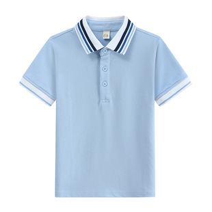 男童校服POLO衫可定制蓝色儿童小学生夏季短袖绿班服T灰园服t恤