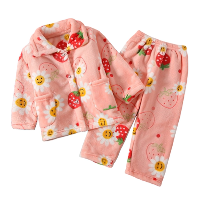 珊瑚绒分体加厚婴儿开衫家居服