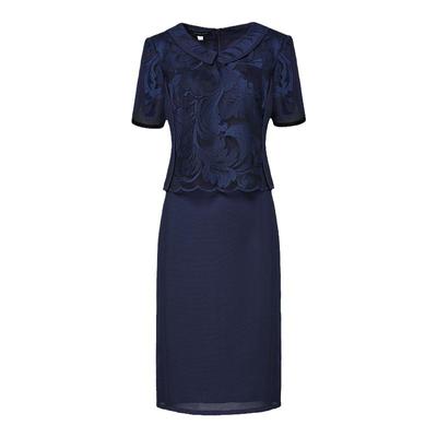 靓诺草叶形蕾丝蓝连衣裙LL18150A