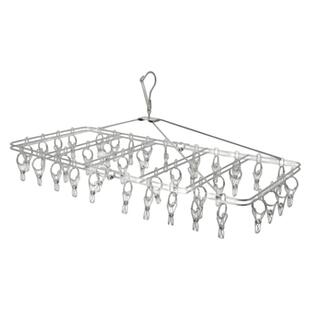 NITORI宜得利家居家用多夹子防风晾袜子不锈钢方形折叠晾衣架40夹