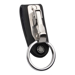 博友真品皮座穿皮带钥匙扣不锈钢单排腰带锁匙扣钥匙圈送长辈礼品