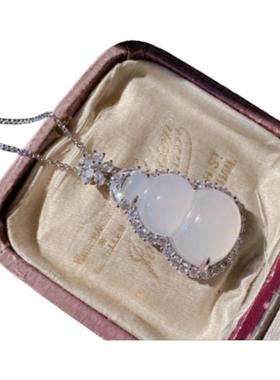 巴西帝王紫葫芦玉髓项链 水灵水灵 镀18K金 荔枝冻白玉髓葫芦颈链