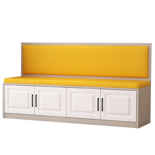 实木沙发储物柜一体咖啡馆奶茶店卡座家用阳台飘窗柜转角定制椅凳