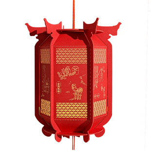 漫拼六角宫灯笼2025新款红手提汉服古风中式结婚手工小灯笼挂饰