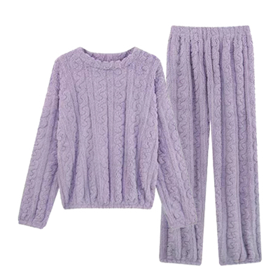 珊瑚绒睡衣套装女秋冬季加绒加厚