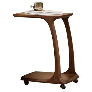 北美黑胡桃木边几可移动沙发边桌意式极简实木床头小桌子c型角几