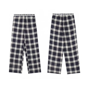 Hollister小海鸥秋冬格子阔腿裤女装高腰显瘦休闲裤宽松直筒长裤