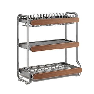 不锈钢碗碟收纳架厨房置物架多功能台面餐具收纳架家用放碗筷盘架