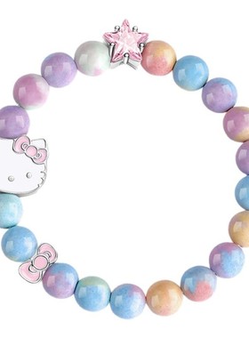 潮色绘凯蒂猫彩虹石多巴胺手串