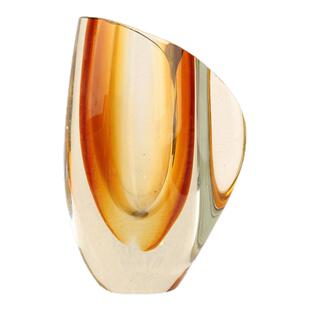 欧式轻奢琥珀色加厚琉璃切口花瓶艺术摆件客厅卧室茶几家居装饰品