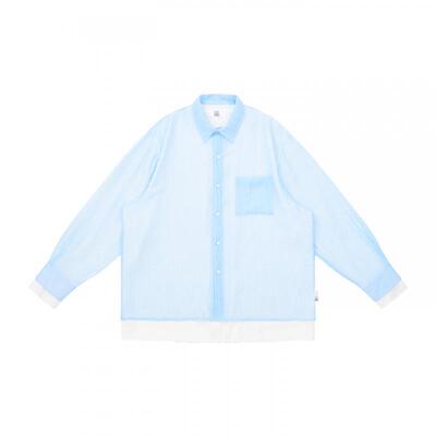 伯远 EMPTY REFERENCE天丝竹节褶皱双层结构廓形休闲衬衣长袖衬衫