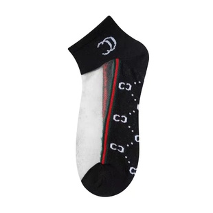 沐沐CC水晶袜棉底玻璃丝卡丝透明网纱薄款短筒袜时尚字母透气冰丝